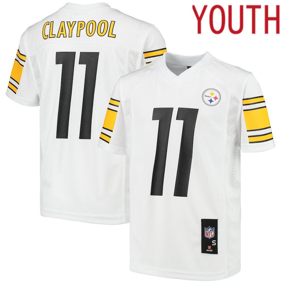 Youth Pittsburgh Steelers #11 Chase Claypool White Replica Player NFL Jersey->youth nfl jersey->Youth Jersey